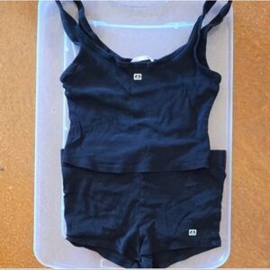 Black Tank Top and Shorts Set